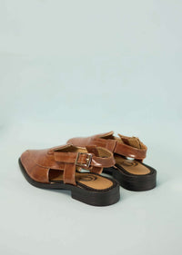 Tan Strappy Single Monk For Men In Leather With A Buckle
