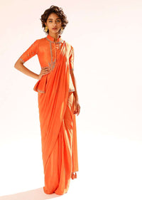 Alisha Pekha In Kalki Rani Pink Ready Pleated Striped Saree With Ruffles On The Border And A Heavily Embroidered Blouse