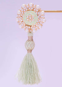 Tasseled cluster earing adorn with pearls and kundan work only on kalki
