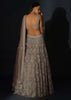 Taupe Grey Lehenga Choli In Net Elaborately Hand Embellished With Cut Dana Work In Geometric Pattern