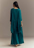 Teal Blue Chinon Sharara Suit With Zardosi Work