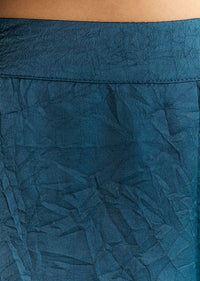 Teal Blue Crush Silk Kaftaan Set Styled With Stone Neckpiece
