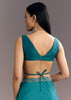Teal Blue Crushed Tissue Stone Embellished Saree With Cutdana Scallop Border