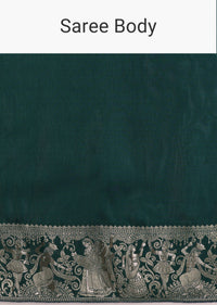 Teal Blue Dola Silk Saree With Zari Woven Motifs