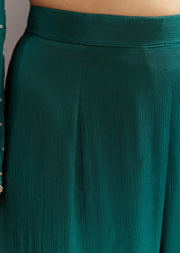 Teal Green Cutdana And Sequins Kurta Sharara With Dupatta