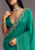 Teal Green Organza Saree With Cut Dana And Sequin Detailing