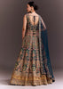 Teal Blue Floral Embroidered Anarkali With Net Dupatta