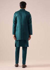 Teal Kurta Set with Front Open Jacket