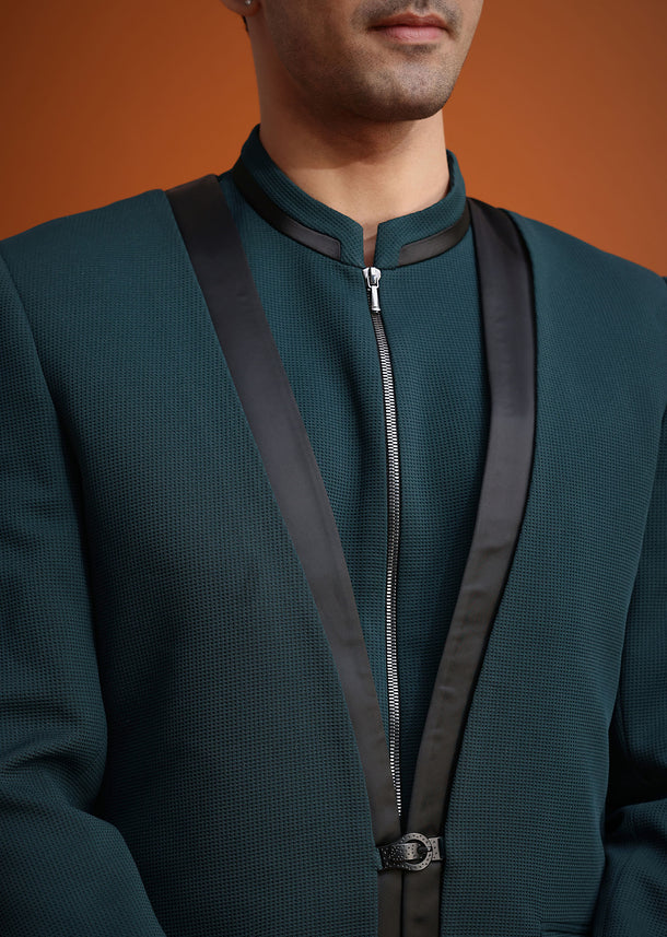 Teal Tuxedo And Trouser Set