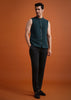 Teal Tuxedo And Trouser Set