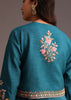 Teal Zardosi Embroidered Dhoti Style Gown With Jacket