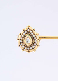 Tear drop shaped round stud adorn with moti and kundan only on Kalki