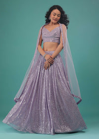 Thistle Purple Lehenga Set In Sequins