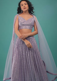 Thistle Purple Lehenga Set In Sequins