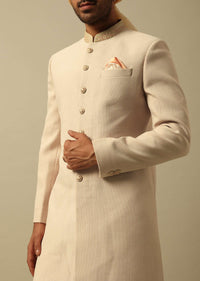 Timeless Beige Cotton Silk Sherwani Set