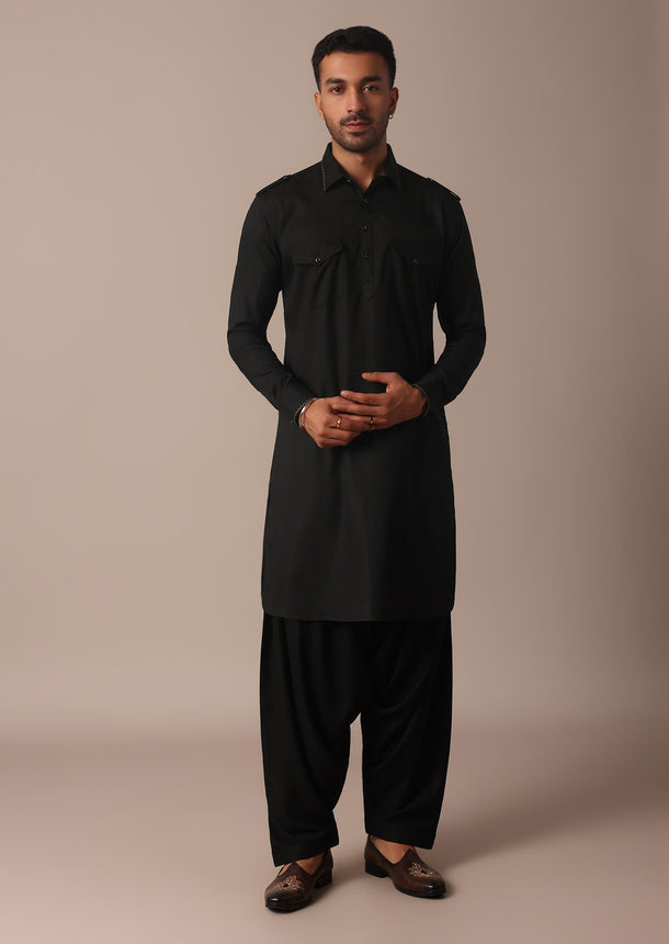 Timeless Black Pathani Kurta Set