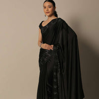 Timeless Black Saree With Unstitched Blouse