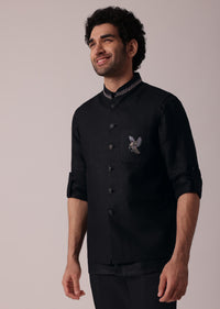 Timeless Black Short Kurta With Intricately Embroidered Bandi