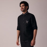 Timeless Black Short Kurta With Intricately Embroidered Bandi