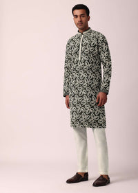 Timeless Bottle Green Silk Kurta Set For Men