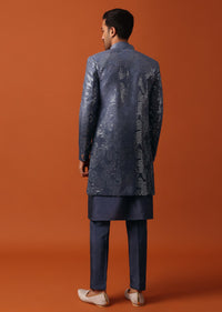 Timeless Blue Shaded Sherwani With Intricate Sequin Embroidery