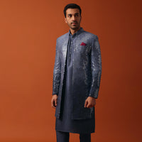 Timeless Blue Shaded Sherwani With Intricate Sequin Embroidery