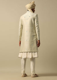 Timeless Green Raw Silk Sherwani