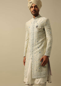 Timeless Green Raw Silk Sherwani