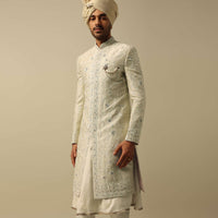 Timeless Green Raw Silk Sherwani