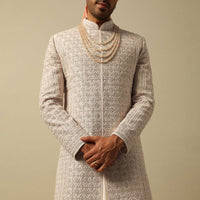 Timeless Peach Raw Silk Sherwani