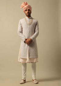 Timeless Peach Raw Silk Sherwani