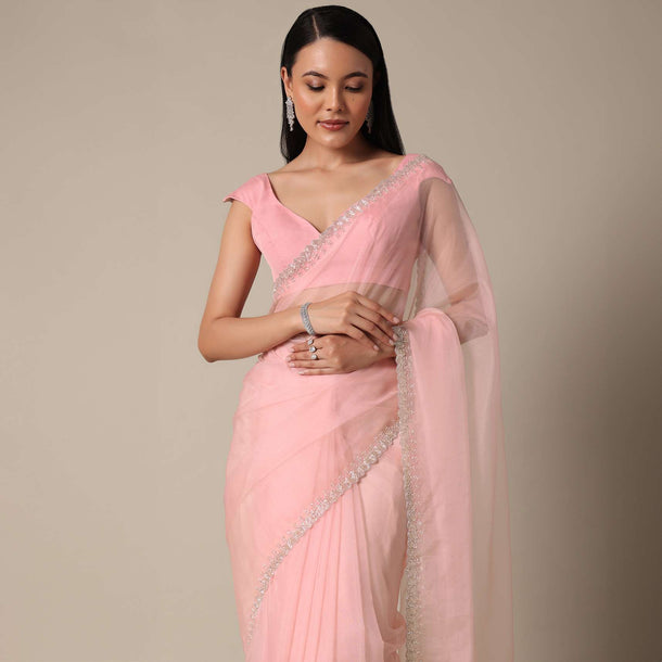 Timeless Pink With Cut Dana Embellished Border Work