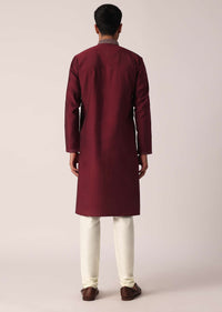 Timeless Red Cotton Silk Kurta Set For Men
