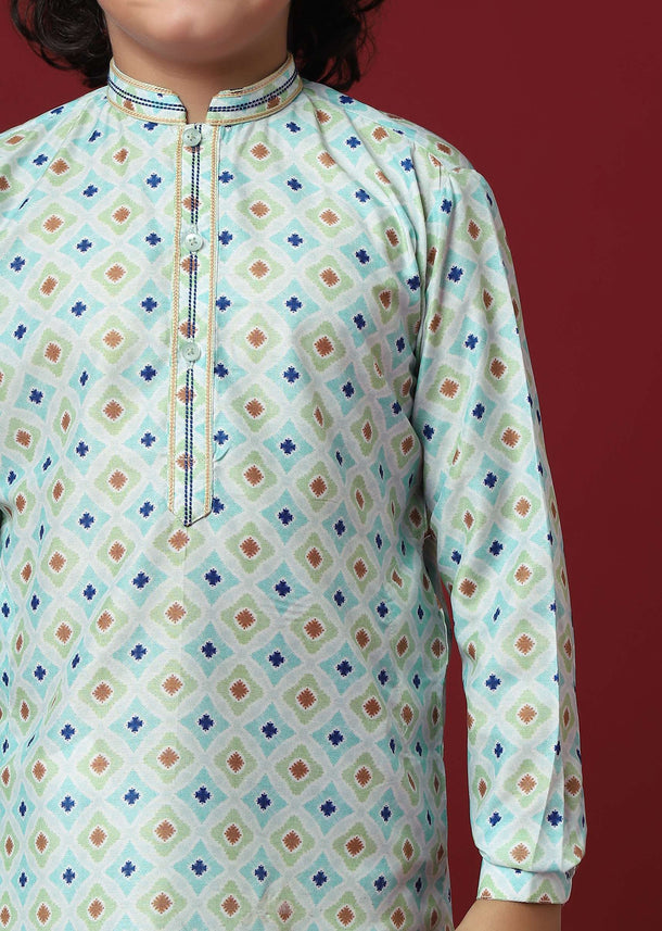Timeless White Silk Kurta Set For Boys