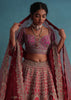 Tomato Red Embroidered 12 Kali Bridal Lehenga In Raw Silk With Cherry Pink Blouse And Veil Dupatta