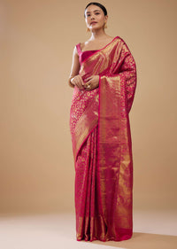 Magenta Pink Woven Kanjivaram Silk Saree