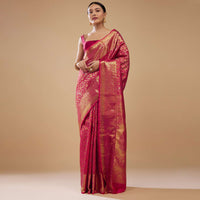 Magenta Pink Woven Kanjivaram Silk Saree