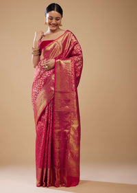 Magenta Pink Woven Kanjivaram Silk Saree