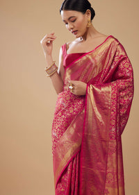 Magenta Pink Woven Kanjivaram Silk Saree