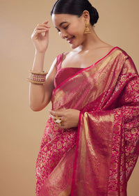 Magenta Pink Woven Kanjivaram Silk Saree
