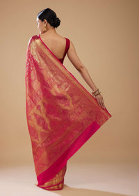 Magenta Pink Woven Kanjivaram Silk Saree