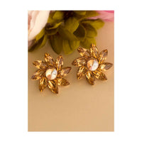 Topaz Studs In Floral Motif Online - Kalki Fashion