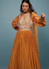 Fire Orange Embroidered Anarkali Suit In Crepe