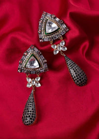 Traditional cluster earring with tear drop dangler only on Kalki