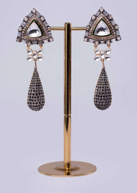 Traditional cluster earring with tear drop dangler only on Kalki