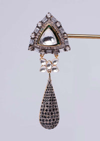 Traditional cluster earring with tear drop dangler only on Kalki