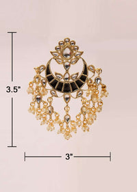 Traditional kundan  chandelier earring with black semi precious stone