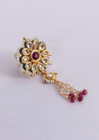 Traditional kundan ring in floral shape with tassel only on Kalki