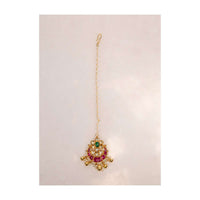 Traditional kundan studded maang tikka in flower motif only on Kalki