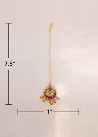 Traditional kundan studded maang tikka in flower motif only on Kalki